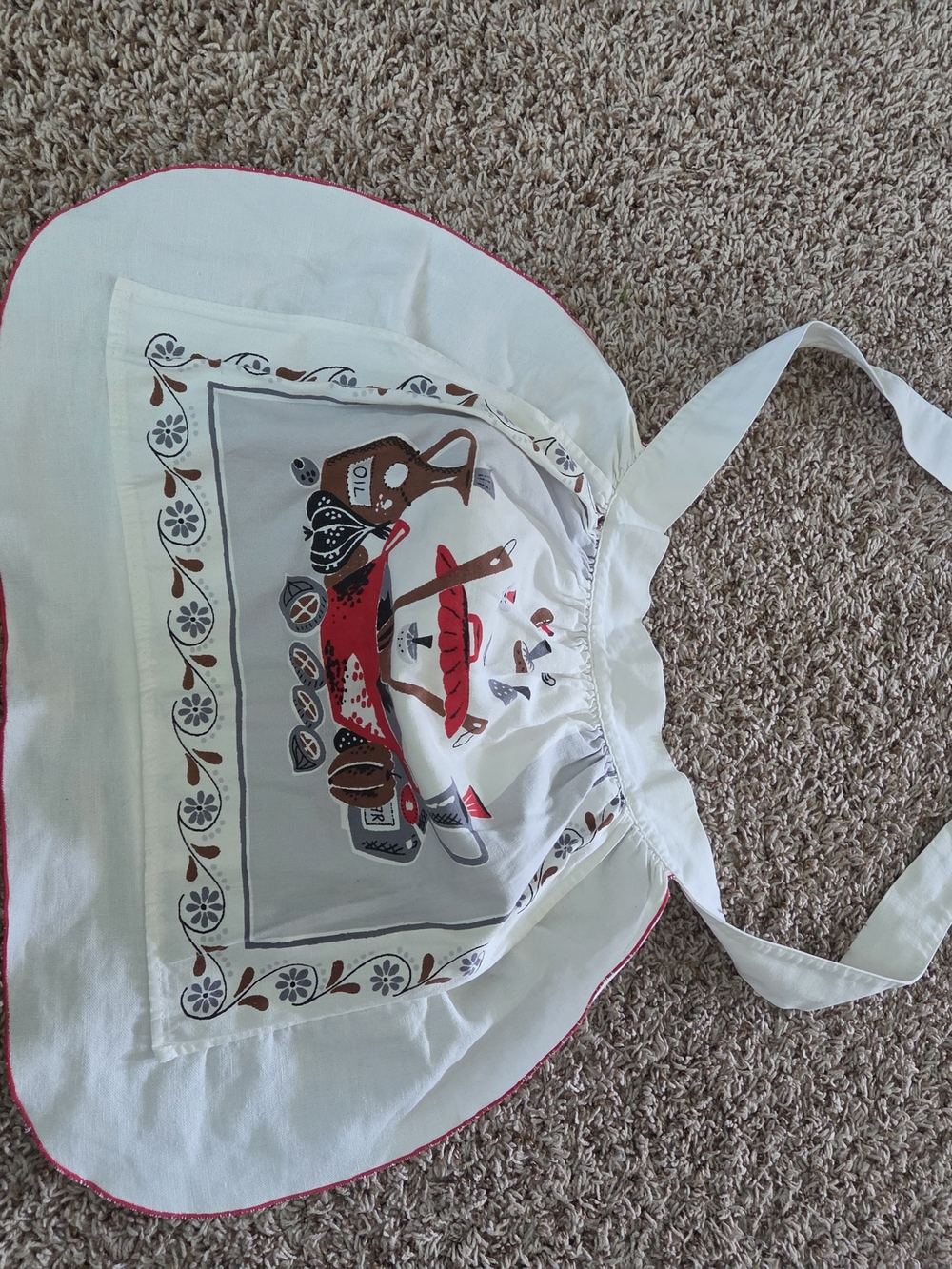 Vintage Scandinavian Christmas Apron Folk Art Reindeer Holiday Kitchen Apron